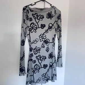 Urban Outfitters Silver Sheath Long Sleeve Dress